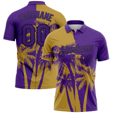 Load image into Gallery viewer, Custom Purple Old Gold-Black Hawaii Tropical Coastal Palm Trees Performance Polo Shirt

