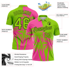 Загрузить изображение в средство просмотра галереи, Custom Neon Green Pink-Black Hawaii Tropical Coastal Palm Trees Performance Polo Shirt
