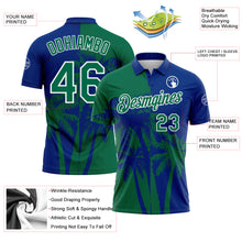 Загрузить изображение в средство просмотра галереи, Custom Royal Kelly Green-White Hawaii Tropical Coastal Palm Trees Performance Polo Shirt
