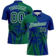 Загрузить изображение в средство просмотра галереи, Custom Royal Kelly Green-White Hawaii Tropical Coastal Palm Trees Performance Polo Shirt
