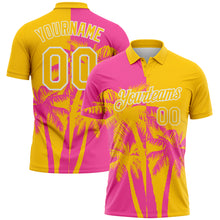Загрузить изображение в средство просмотра галереи, Custom Yellow Pink-White Hawaii Tropical Coastal Palm Trees Performance Polo Shirt
