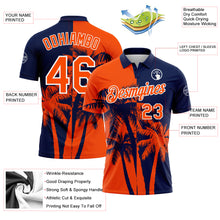 Laden Sie das Bild in den Galerie-Viewer, Custom Navy Orange-White Hawaii Tropical Coastal Palm Trees Performance Polo Shirt
