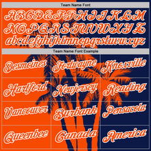 Laden Sie das Bild in den Galerie-Viewer, Custom Navy Orange-White Hawaii Tropical Coastal Palm Trees Performance Polo Shirt
