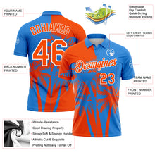 Load image into Gallery viewer, Custom Powder Blue Orange-White Hawaii Tropical Coastal Palm Trees Performance Polo Shirt
