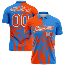 Load image into Gallery viewer, Custom Powder Blue Orange-White Hawaii Tropical Coastal Palm Trees Performance Polo Shirt
