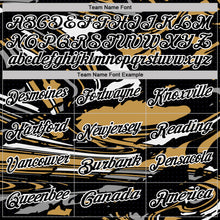 Charger l'image dans la galerie, Custom Black Old Gold Gray-White 3D Pattern Abstract Fluid Marble Performance Polo Shirt
