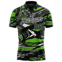 Load image into Gallery viewer, Custom Black Aurora Green Gray-White 3D Pattern Abstract Fluid Marble Performance Polo Shirt
