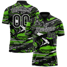 Load image into Gallery viewer, Custom Black Aurora Green Gray-White 3D Pattern Abstract Fluid Marble Performance Polo Shirt
