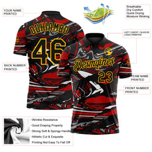 Загрузить изображение в средство просмотра галереи, Custom Black Red Gray-Gold 3D Pattern Abstract Fluid Marble Performance Polo Shirt
