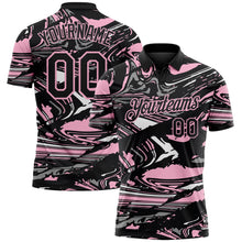 Laden Sie das Bild in den Galerie-Viewer, Custom Black Light Pink-Gray 3D Pattern Abstract Fluid Marble Performance Polo Shirt
