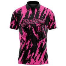 Laden Sie das Bild in den Galerie-Viewer, Custom Black-Pink Torn Sharp Brush Stroke Splatter Performance Polo Shirt
