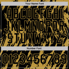 Load image into Gallery viewer, Custom Black-Old Gold Torn Sharp Brush Stroke Splatter Performance Polo Shirt
