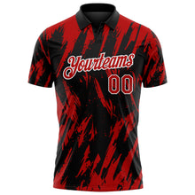 Загрузить изображение в средство просмотра галереи, Custom Black Red-White Torn Sharp Brush Stroke Splatter Performance Polo Shirt
