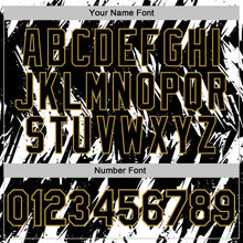 Load image into Gallery viewer, Custom Black White-Old Gold Torn Sharp Brush Stroke Splatter Performance Polo Shirt
