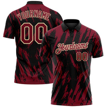 Laden Sie das Bild in den Galerie-Viewer, Custom Black Crimson-Cream Torn Sharp Brush Stroke Splatter Performance Polo Shirt
