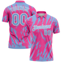 Загрузить изображение в средство просмотра галереи, Custom Pink Light Blue-White Torn Sharp Brush Stroke Splatter Performance Polo Shirt
