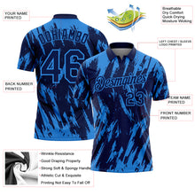 Laden Sie das Bild in den Galerie-Viewer, Custom Navy-Powder Blue Torn Sharp Brush Stroke Splatter Performance Polo Shirt
