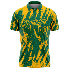 Загрузить изображение в средство просмотра галереи, Custom Kelly Green-Gold Torn Sharp Brush Stroke Splatter Performance Polo Shirt
