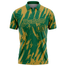 Laden Sie das Bild in den Galerie-Viewer, Custom Kelly Green-Old Gold Torn Sharp Brush Stroke Splatter Performance Polo Shirt
