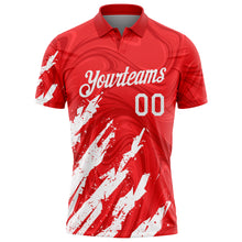 Laden Sie das Bild in den Galerie-Viewer, Custom Red-White Brush Stroke Splatter Liquid Swirl Performance Polo Shirt
