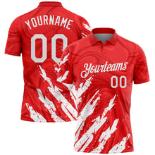 Laden Sie das Bild in den Galerie-Viewer, Custom Red-White Brush Stroke Splatter Liquid Swirl Performance Polo Shirt
