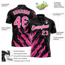 Charger l'image dans la galerie, Custom Black Pink-White Brush Stroke Splatter Liquid Swirl Performance Polo Shirt
