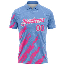 Laden Sie das Bild in den Galerie-Viewer, Custom Light Blue Pink-White Brush Stroke Splatter Liquid Swirl Performance Polo Shirt
