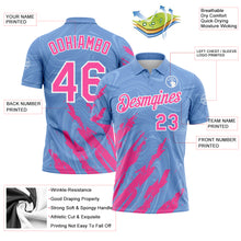 Laden Sie das Bild in den Galerie-Viewer, Custom Light Blue Pink-White Brush Stroke Splatter Liquid Swirl Performance Polo Shirt
