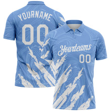 Load image into Gallery viewer, Custom Light Blue-White Brush Stroke Splatter Liquid Swirl Performance Polo Shirt
