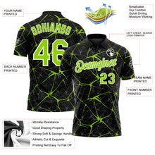 Laden Sie das Bild in den Galerie-Viewer, Custom Black Neon Green-White 3D Pattern Abstract Network Crackle Performance Polo Shirt
