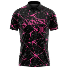 Load image into Gallery viewer, Custom Black-Pink 3D Pattern Abstract Network Crackle Performance Polo Shirt
