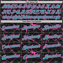 Charger l'image dans la galerie, Custom Black Aqua-Pink 3D Pattern Abstract Network Crackle Performance Polo Shirt
