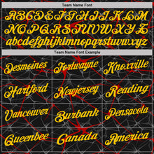 Laden Sie das Bild in den Galerie-Viewer, Custom Black Yellow-Red 3D Pattern Abstract Network Crackle Performance Polo Shirt
