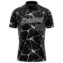 Laden Sie das Bild in den Galerie-Viewer, Custom Black-White 3D Pattern Abstract Network Crackle Performance Polo Shirt
