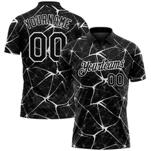 Laden Sie das Bild in den Galerie-Viewer, Custom Black-White 3D Pattern Abstract Network Crackle Performance Polo Shirt
