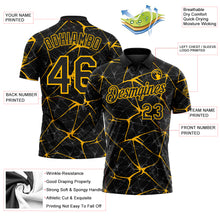 Laden Sie das Bild in den Galerie-Viewer, Custom Black-Gold 3D Pattern Abstract Network Crackle Performance Polo Shirt
