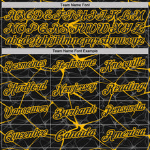 Laden Sie das Bild in den Galerie-Viewer, Custom Black-Gold 3D Pattern Abstract Network Crackle Performance Polo Shirt
