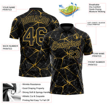 Charger l'image dans la galerie, Custom Black-Old Gold 3D Pattern Abstract Network Crackle Performance Polo Shirt
