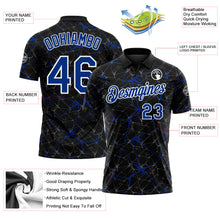 Загрузить изображение в средство просмотра галереи, Custom Black Royal-White 3D Pattern Abstract Network Crackle Performance Polo Shirt
