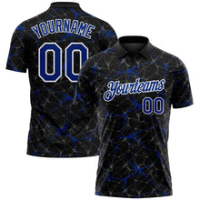 Загрузить изображение в средство просмотра галереи, Custom Black Royal-White 3D Pattern Abstract Network Crackle Performance Polo Shirt
