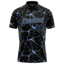 Load image into Gallery viewer, Custom Black-Light Blue 3D Pattern Abstract Network Crackle Performance Polo Shirt
