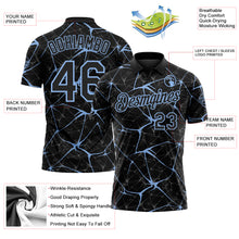 Load image into Gallery viewer, Custom Black-Light Blue 3D Pattern Abstract Network Crackle Performance Polo Shirt
