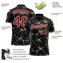 Charger l'image dans la galerie, Custom Black Crimson-City Cream 3D Pattern Abstract Network Crackle Performance Polo Shirt

