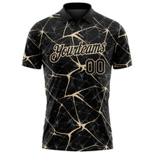 Laden Sie das Bild in den Galerie-Viewer, Custom Black-City Cream 3D Pattern Abstract Network Crackle Performance Polo Shirt
