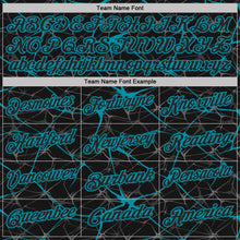 Charger l'image dans la galerie, Custom Black-Teal 3D Pattern Abstract Network Crackle Performance Polo Shirt
