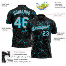 Load image into Gallery viewer, Custom Black Gray-Teal 3D Pattern Abstract Network Crackle Performance Polo Shirt
