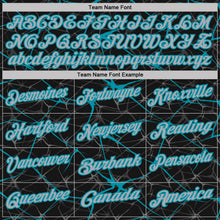 Load image into Gallery viewer, Custom Black Gray-Teal 3D Pattern Abstract Network Crackle Performance Polo Shirt
