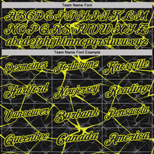 Laden Sie das Bild in den Galerie-Viewer, Custom Black-Neon Yellow 3D Pattern Abstract Network Crackle Performance Polo Shirt
