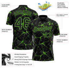 Laden Sie das Bild in den Galerie-Viewer, Custom Black-Aurora Green 3D Pattern Abstract Network Crackle Performance Polo Shirt
