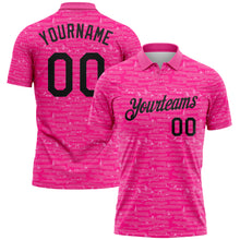 Загрузить изображение в средство просмотра галереи, Custom Pink-Black Distressed Fragment Brush Stroke Performance Polo Shirt
